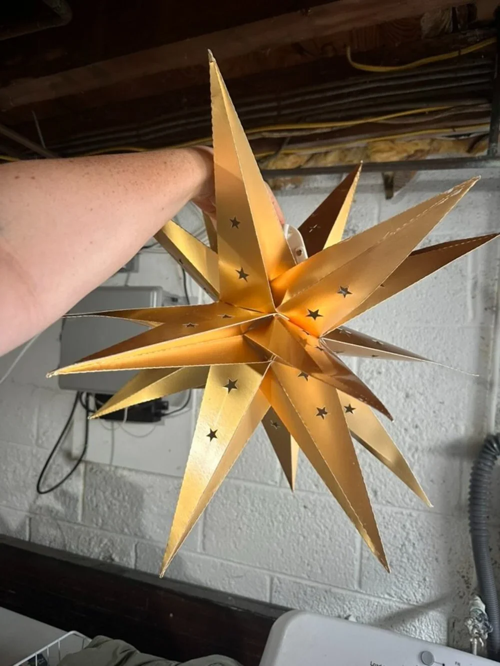 Moravian Hanging Glossy Gold Multi-Point Paper Star
